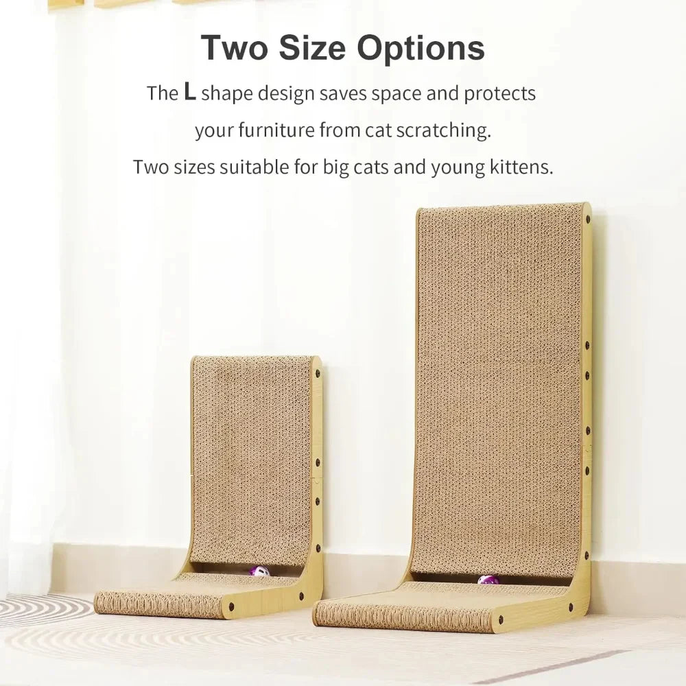 Cat Scratcher, Cat Scratching Post, Cardboard Cat Scratching Board with Ball Toy, Large Vertical L Shape Cat Scratcher Scratch Pads Toys for Indoor Cats, Catnip