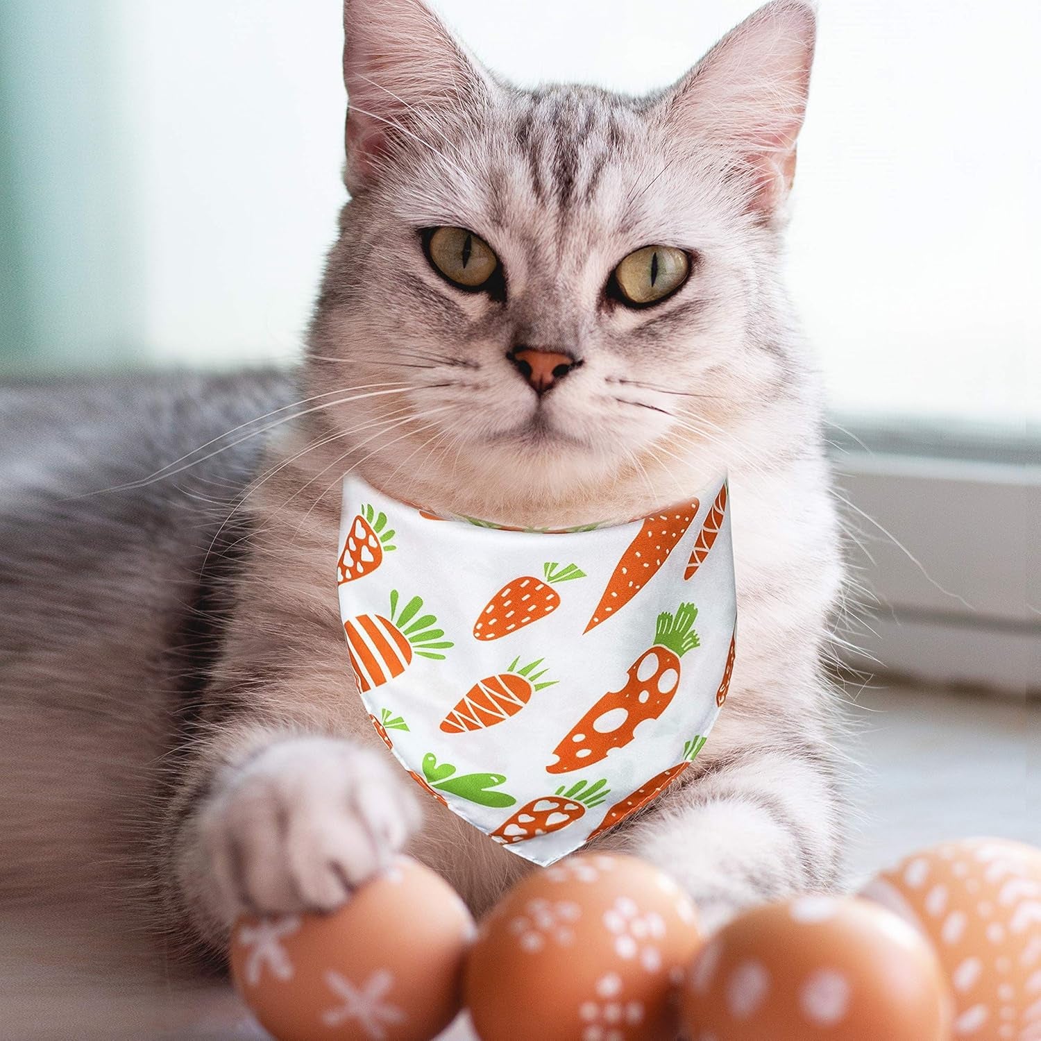 Easter Day Dog Bandana, Holiday Cat Bandana Bunny and Carrot Scarfs for Small Medium Large Dogs Cats Pet Puppies (Hoppy Hour/Pink, Small)