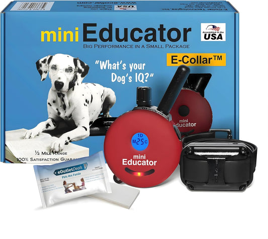 E-Collar ET-300 / ET-302 Dog Training Collar System with Remote - 1/2 Mile Range - Waterproof, Vibration, Sensation - Includes Eoutletdeals Pet Towel (1 Dog System - ET-300 RED)