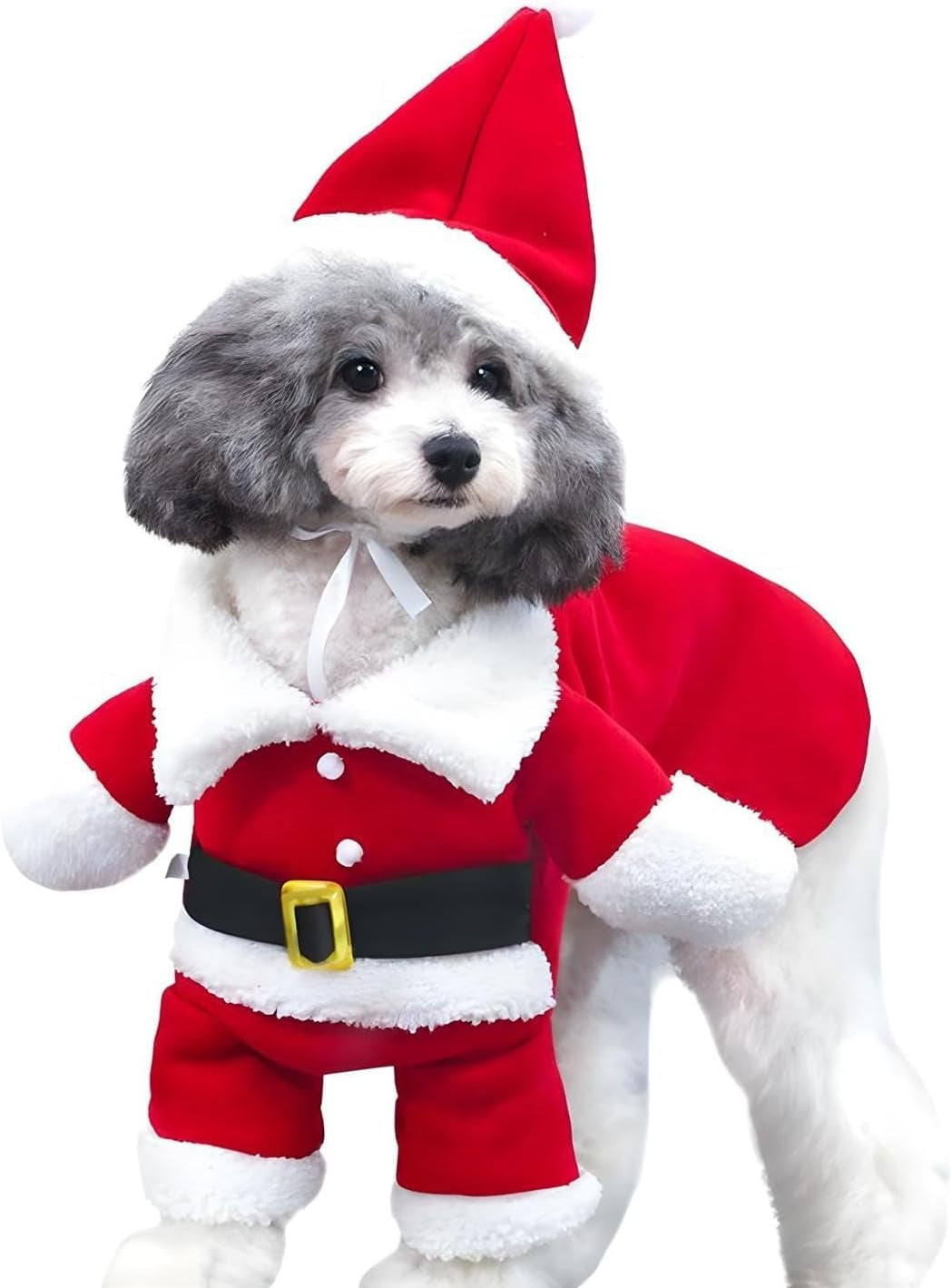 Pet Christmas Costumes Dog Suit with Cap Santa Claus Suit Dog Hoodies Cat Xmas Costumes (Red, M)