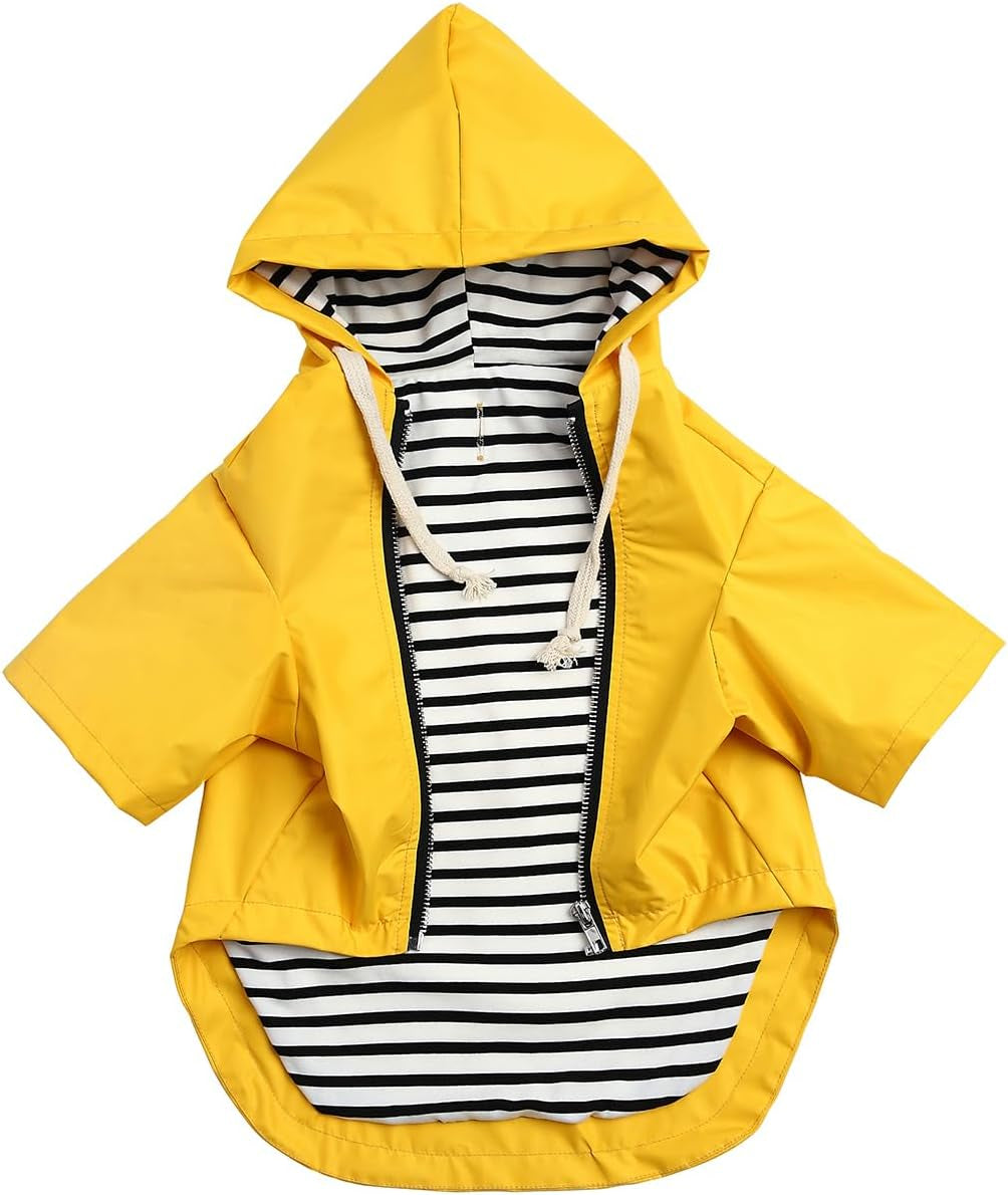 Dog Raincoat Rain Jacket Raincoat Dogs Waterproof Small Medium Breeds Zip Closure Storage Pocket Harness Hole Yellow XXL
