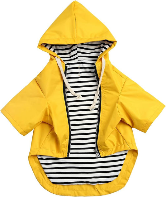 Dog Raincoat Rain Jacket Raincoat Dogs Waterproof Small Medium Breeds Zip Closure Storage Pocket Harness Hole Yellow XXL