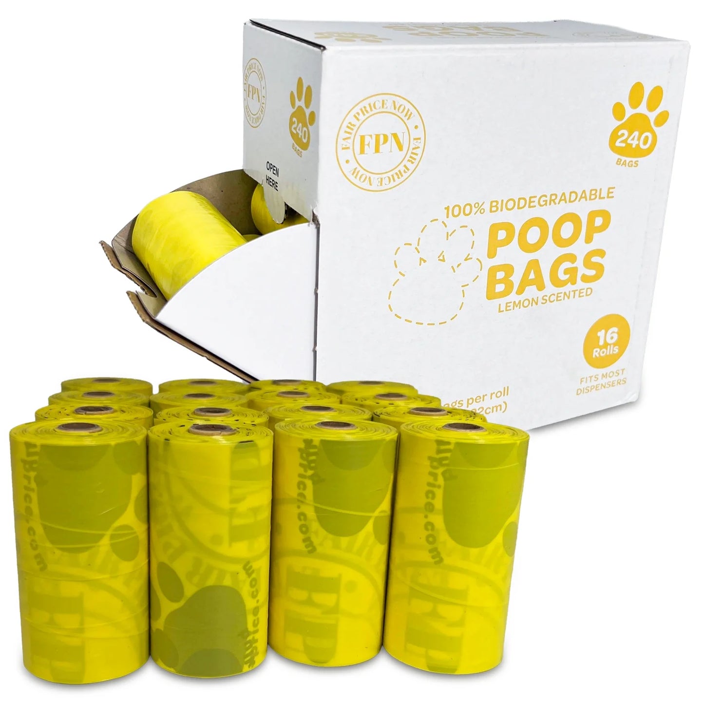 Biodegradable Dog Poop Bags – 240 Count (16 Rolls), Lemon Scented | Extra Thick Leak-Proof 13X9” Pet Waste Bags Eco-Friendly, Easy-Tear Dog Waste Bags