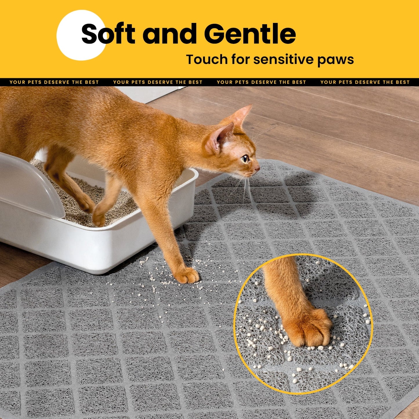 Cat Litter Mat, 24" X 17" Premium Durable PVC, Non-Slip, Less Waste, Urine Waterproof