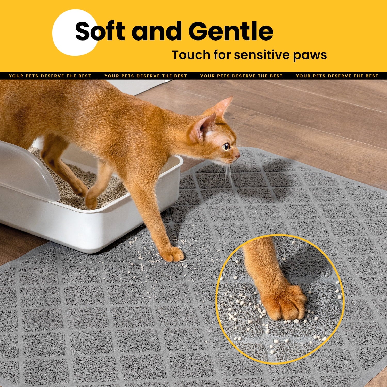 Cat Litter Mat, 24" X 17" Premium Durable PVC, Non-Slip, Less Waste, Urine Waterproof