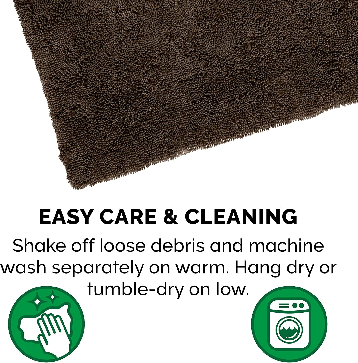 30" X 21" Highly Absorbent Dog Door Mat for Muddy Paws, 100% Washable, Perfect for Entryway, Kitchen, & Bathroom Use - Chenille Shammy Rug - Mud (Brown), Medium