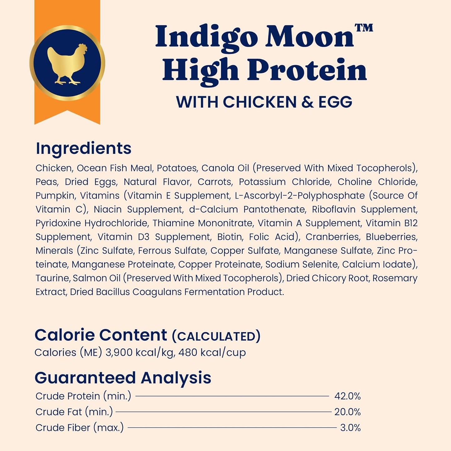 High Protein Dry Cat Food - Grain Free & Gluten Free Chicken Cat Dry Food W/Probiotics for Gut Health & Digestion - High Fiber & Omega 3 - Low Carb Superfood Kibble for Cats All Ages - 3LB
