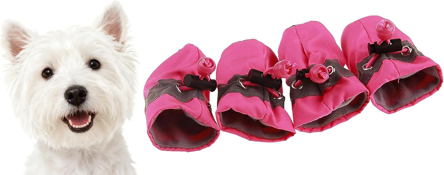 anti Slip Dog Socks Shoes Adjustable Drawstring Boot Paw Protectors for Small Medium Pets Cats Pink 3X-Large