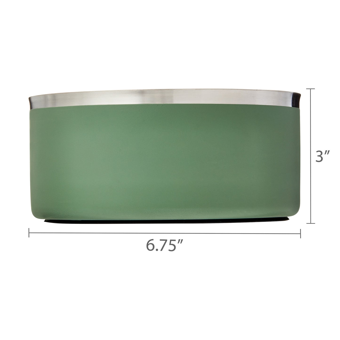 Large Double Wall Stainless Steel Dog Bowl with Non-Skid Rubber Ring, Sage Green