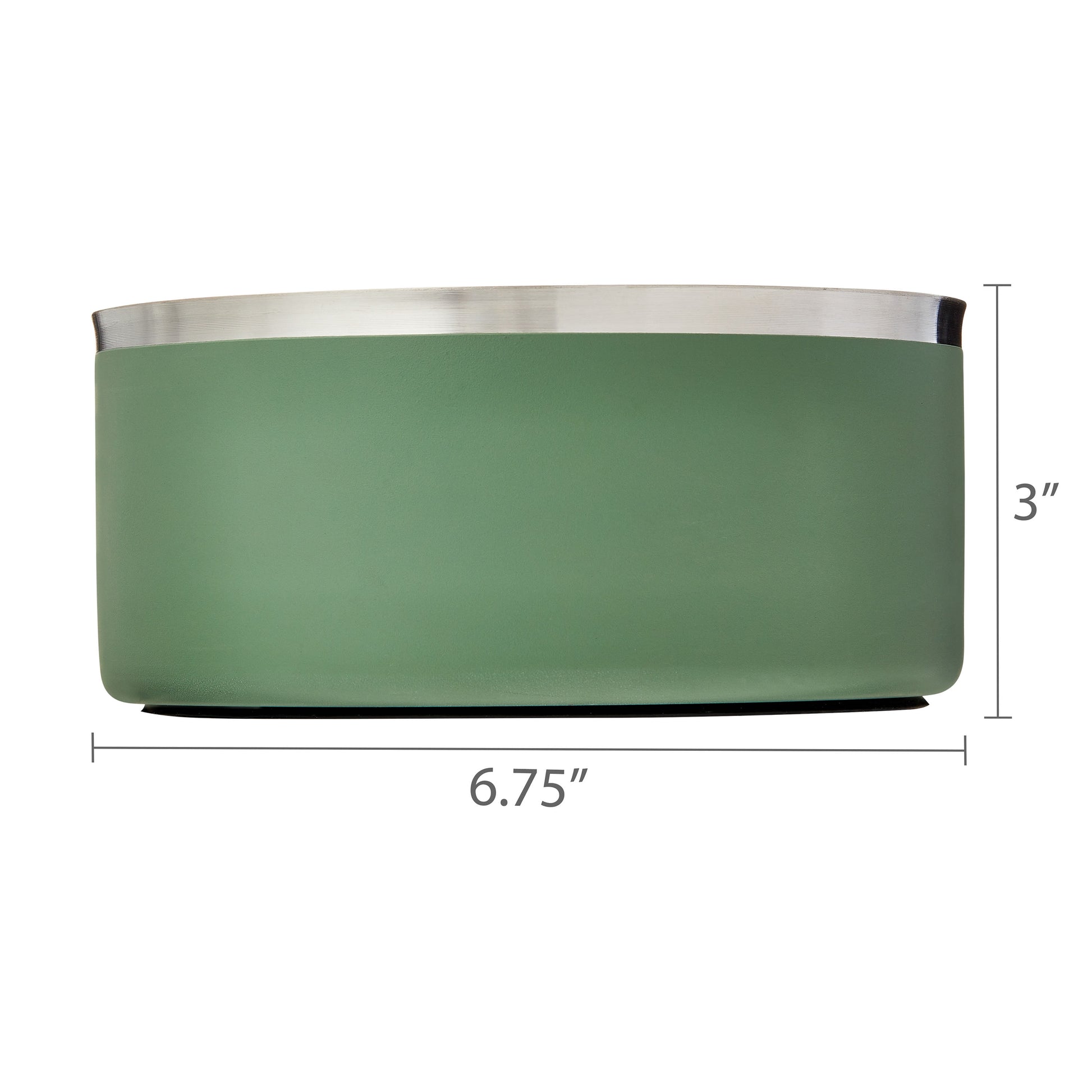 Large Double Wall Stainless Steel Dog Bowl with Non-Skid Rubber Ring, Sage Green