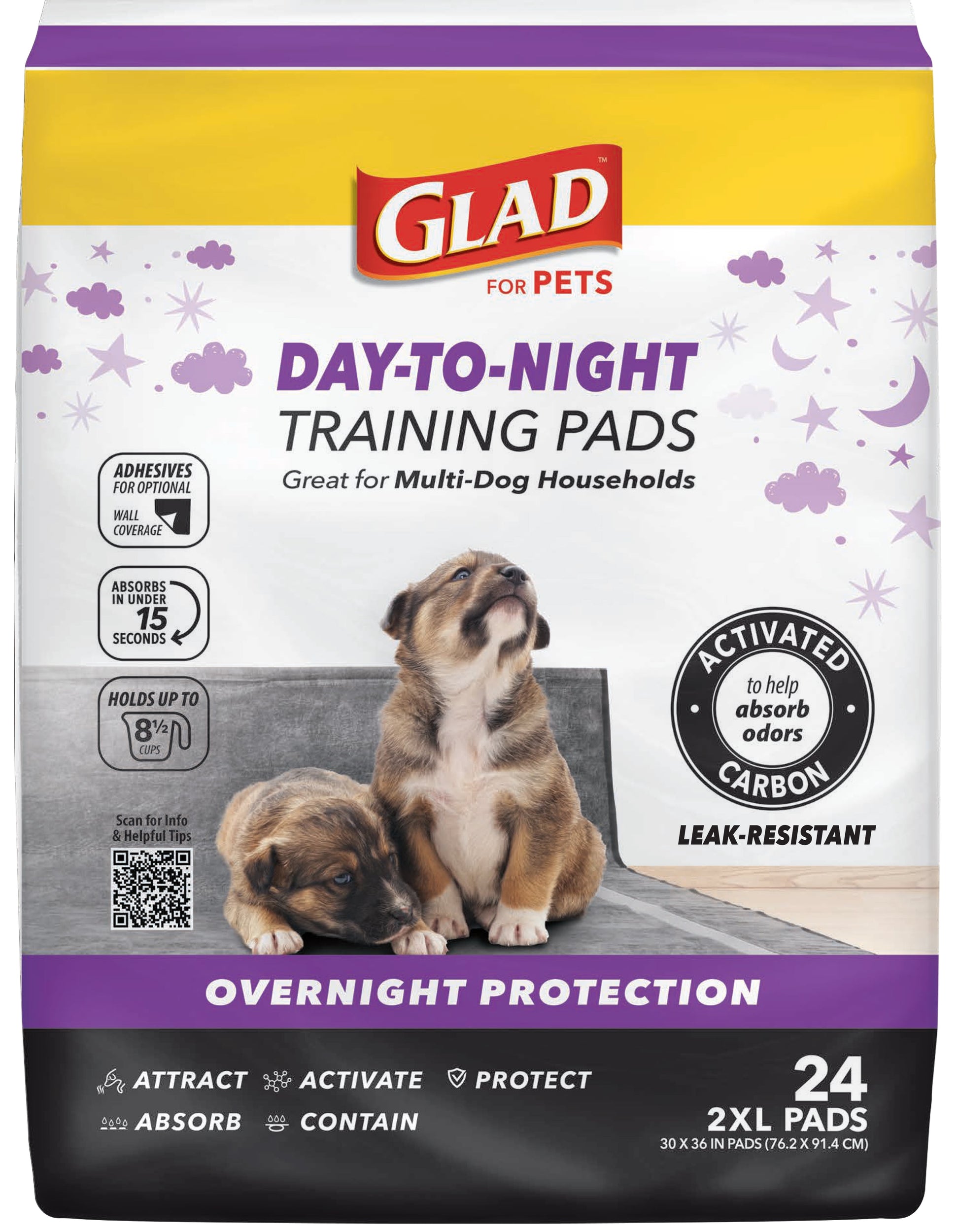 (4 Pack)  Giant Size Activated Charcoal Leak-Resistant Training Pads for Dogs, 30X36, 24 Count