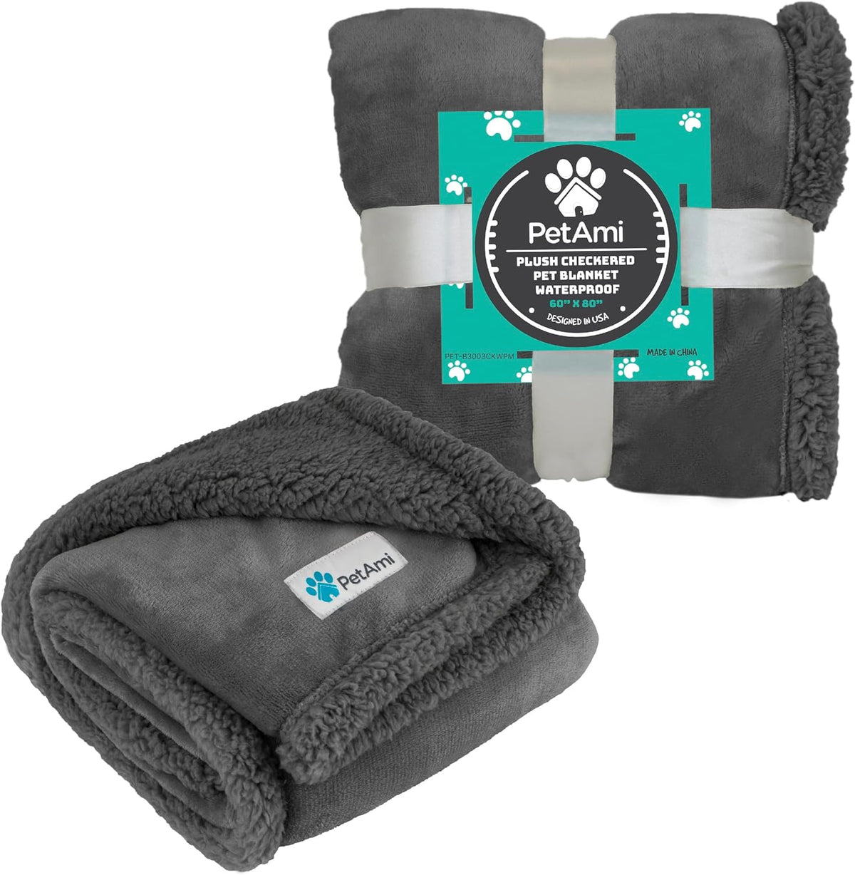 Waterproof Dog Blanket for Small Medium Dog Puppy Cat Throw for Couch Cover Leakproof Protection, Sherpa Fleece, Reversible Soft Washable 29X40 Gray Gray
