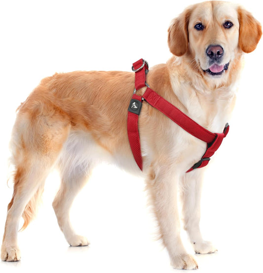 Kruz No Pull Dog Harness (Chest 30”-44”, Weight 66-176 Lbs) Heavy-Duty Pet Harness for Large Breeds, Ultra-Comfort Fit, Lifetime Durability, Adjustable Dog Harness No Pull Design (Red, X-Large)