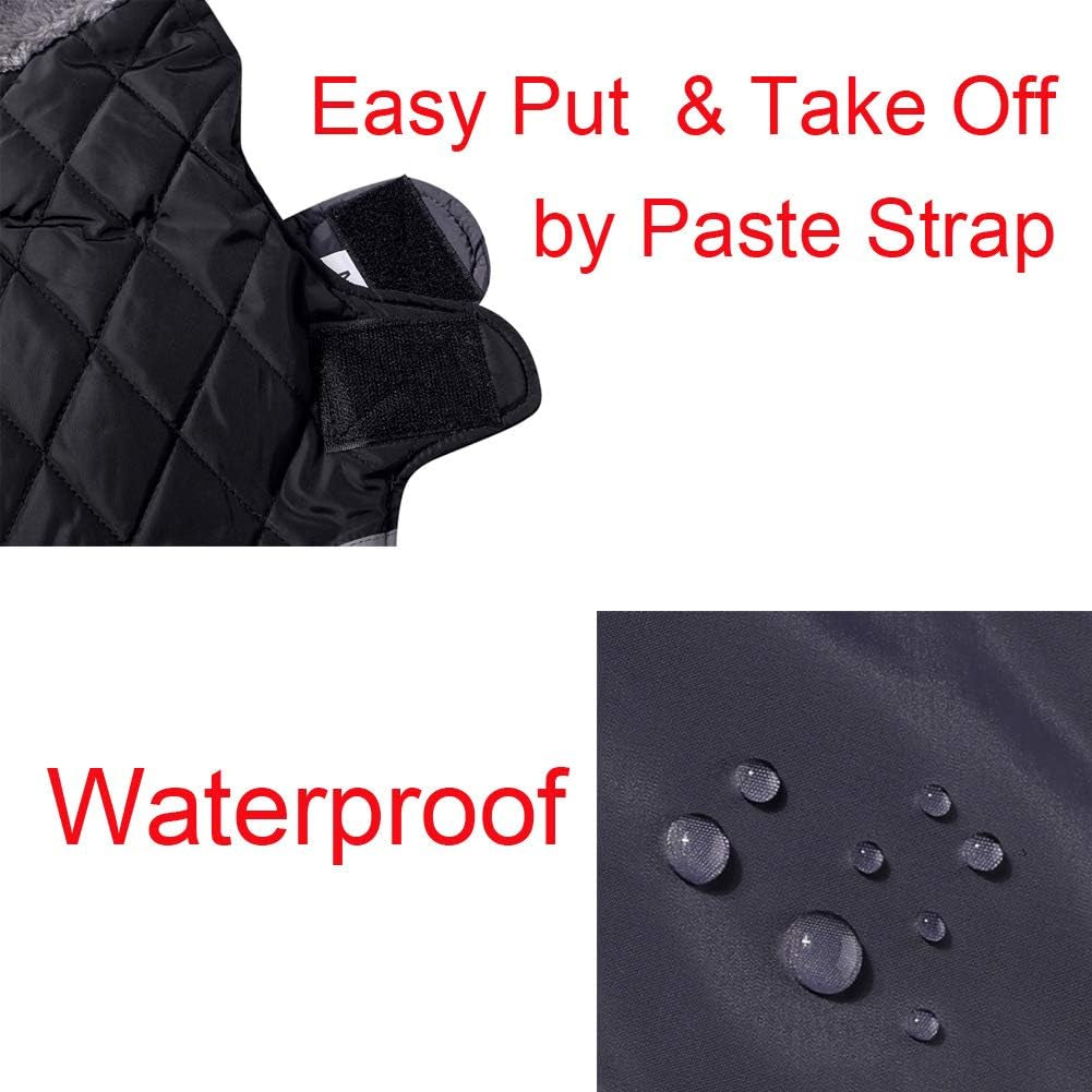 Fleece Collar Reversible Dog Coats for Small Dogs Waterproof Warm Puppy Jacket for Cold Winter,Black S