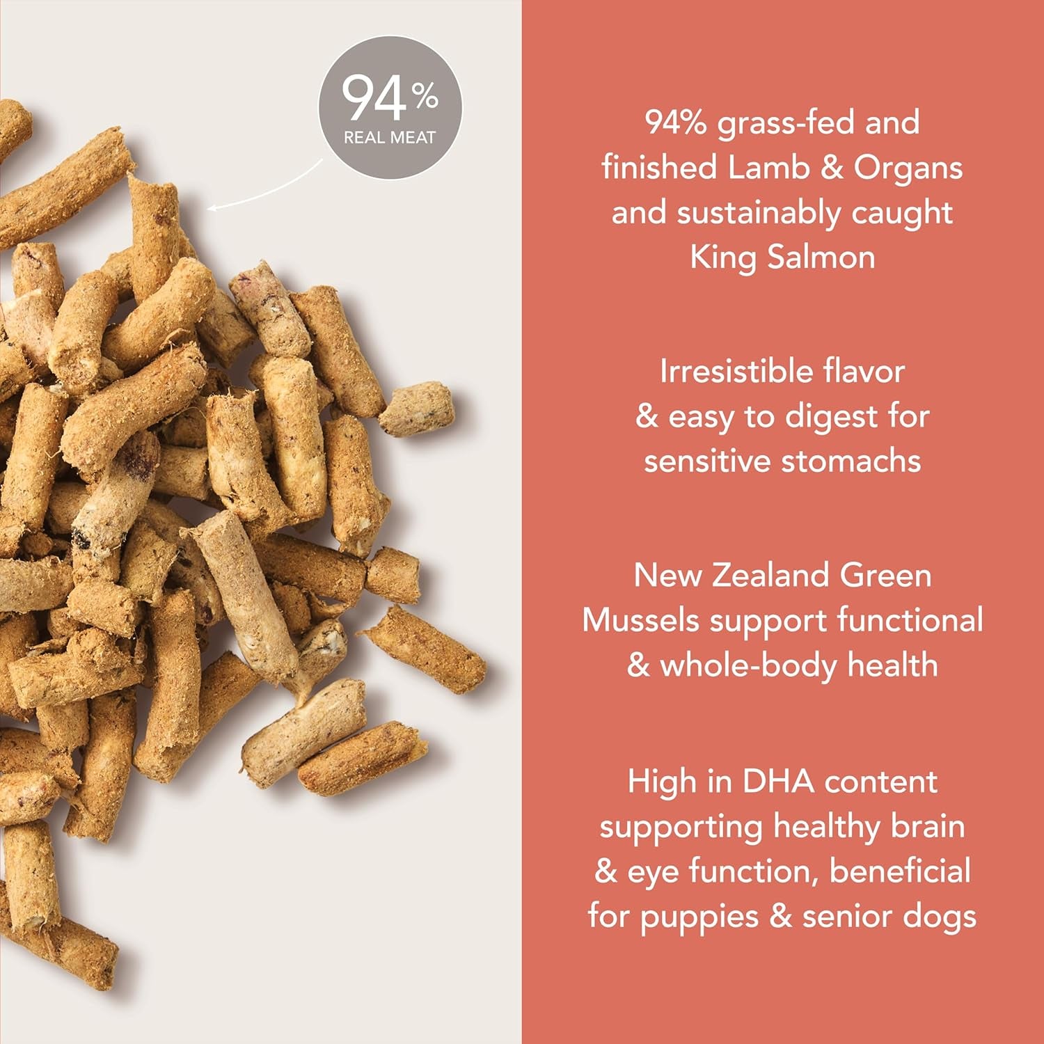 - Grain Free Freeze Dried Dog Food Topper - Lamb & Salmon, 3.5Oz