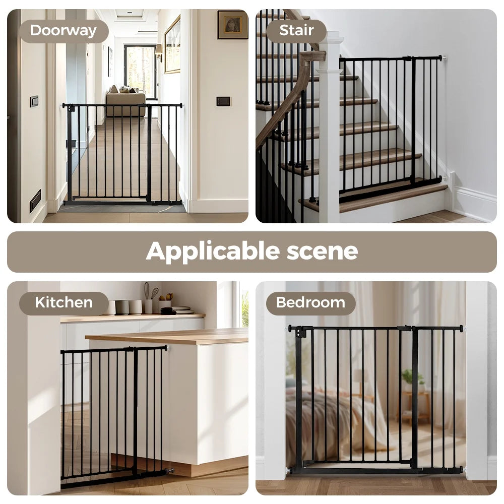 Baby Safety Gate, Baby Gates for Top Stairs Doorway, 29.5''- 40.5''Wide Pressure Mount, Black