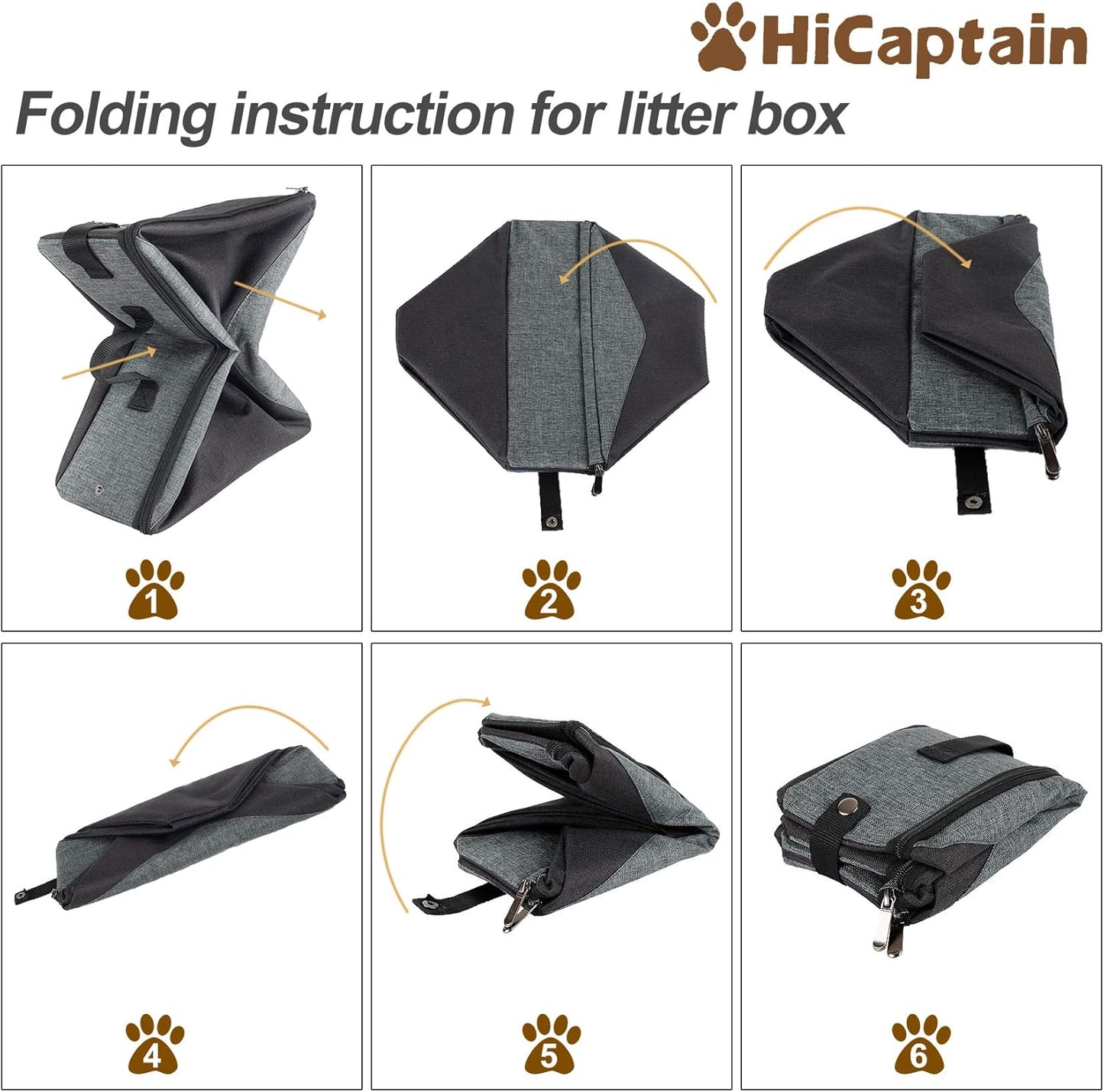 Portable Litter Box for Cats, Cat Travel Litter Box with Lid and Handle Standard Portable Collapsible Litter Carrier for Cat (M,Black/Gray)