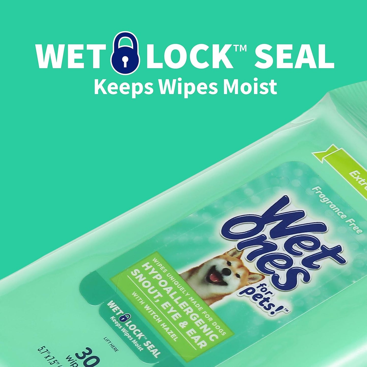 for Pets Extra Gentle Dog Wipes with Witch Hazel for Snout, Eye, Ear - Fragrance-Free Wipes for Dogs with Wet Lock Seal, 30 Count - 8 Pack