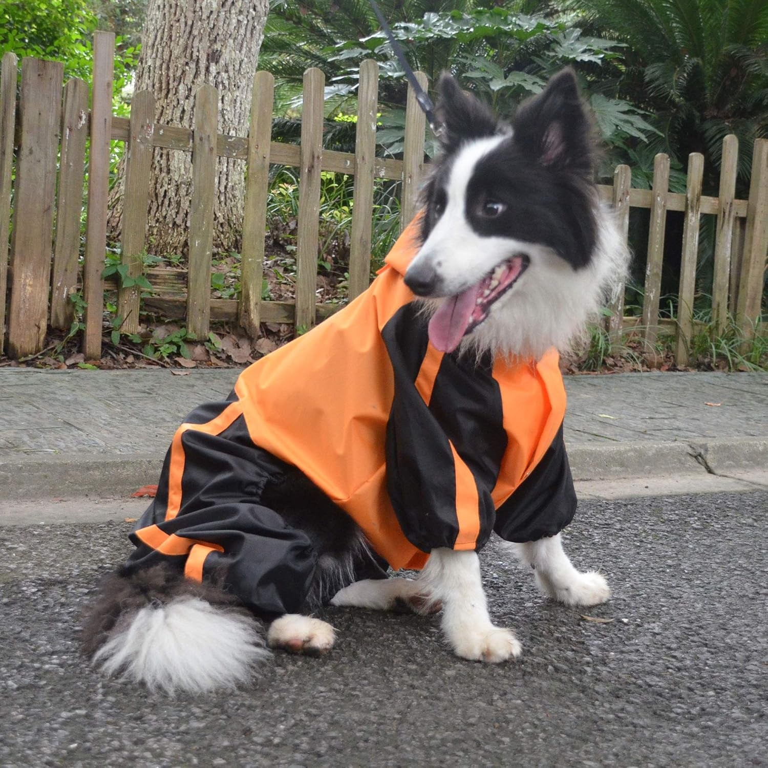 Dog Hooded Raincoat, Large Dog Rain Jacket Poncho Waterproof Clothes with Hood Breathable 4 Feet Four Legs Rain Coats for Small Medium Large Pet Dogs Orange L-M