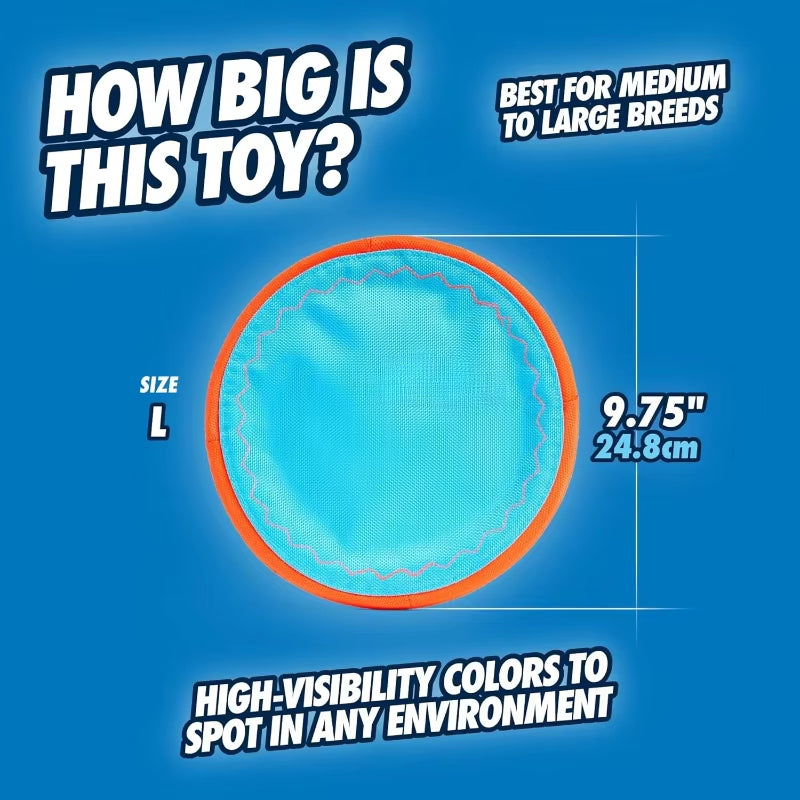 Paraflight Flying Disc Dog Toy Water Floating Flyer Durable Nylon Construction with Soft Rubber Edges for Medium and Large Dogs