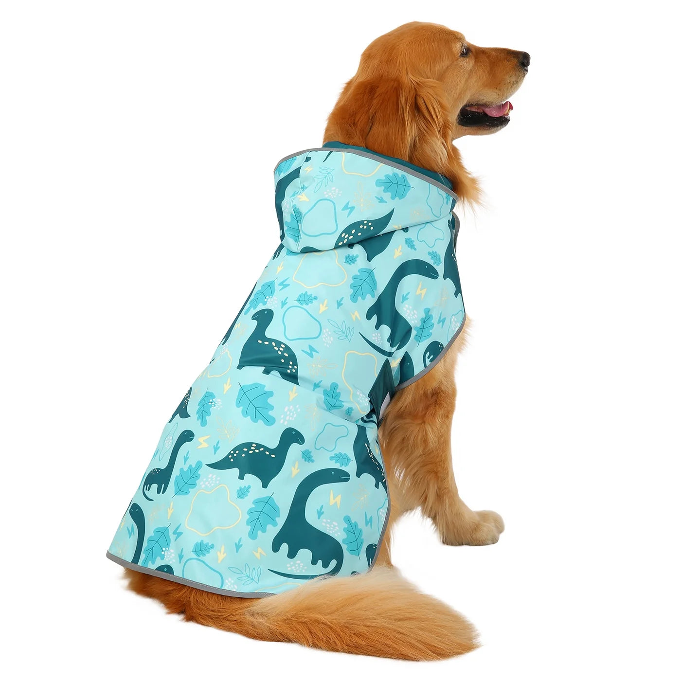 Reversible Dog Raincoat Hooded Slicker Poncho Rain Coat Jacket for Small Medium Large Dogs Dinosaurs L