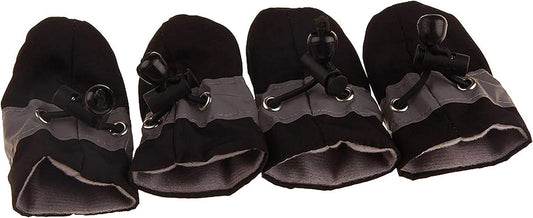 anti Slip Dog Socks Shoes Adjustable Drawstring Boot Paw Protectors for Small Medium Pets Cats Black Small