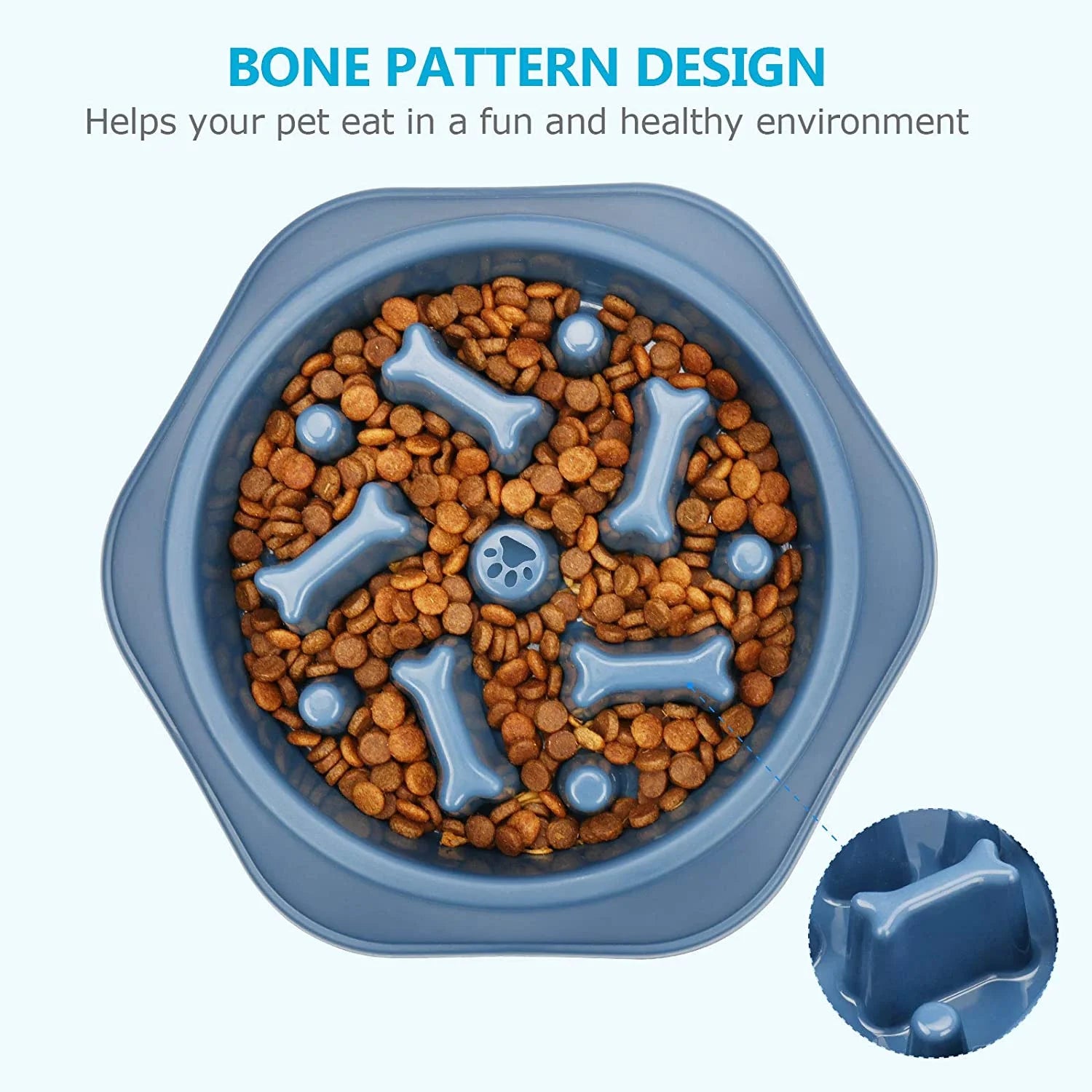 Slow Feeder Dog Bowls, Anti-Gulping Slow Feeding Dog Food Bowls, Non Slip Anti-Choking Bloat Stop Healthy Design Bone Pattern Interactive Puzzle Bowls for Small Medium Dogs