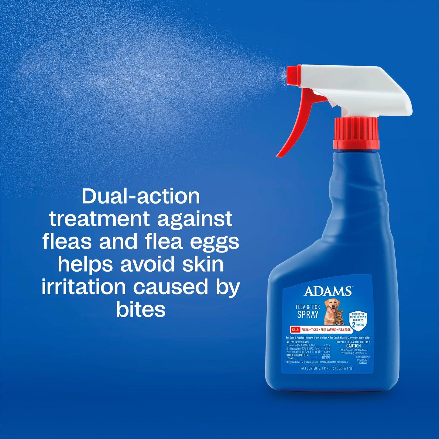 Flea & Tick Dog and Cat Spray, Kills Fleas and Ticks, Breaks the Flea Life Cycle for up to 2 Months, 16 Fl Oz