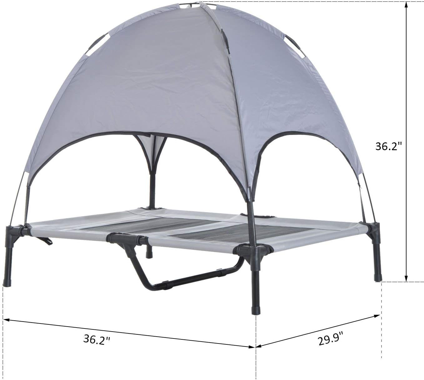 Elevated Portable Dog Cot Cooling Pet Bed with UV Protection Canopy Shade, 36 Inch