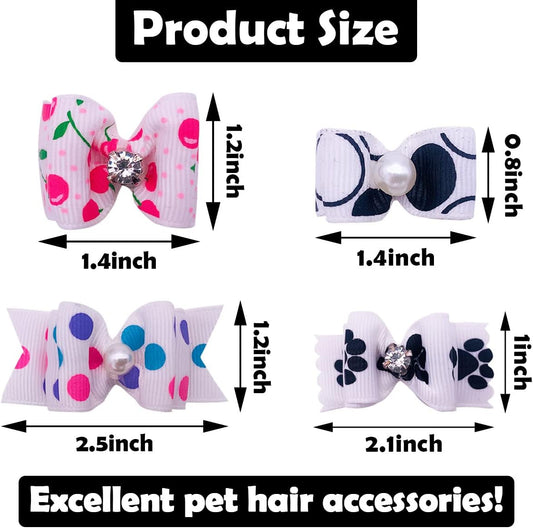 20Pcs Small Dog Hair Bows with Rubber Bands Puppies Doggies Cats Topknot Bowknot Matching Hair Grooming Accessories for Boy Girl Pomeranian Yorkie Poodle Maltese Shih Tzu Groomer