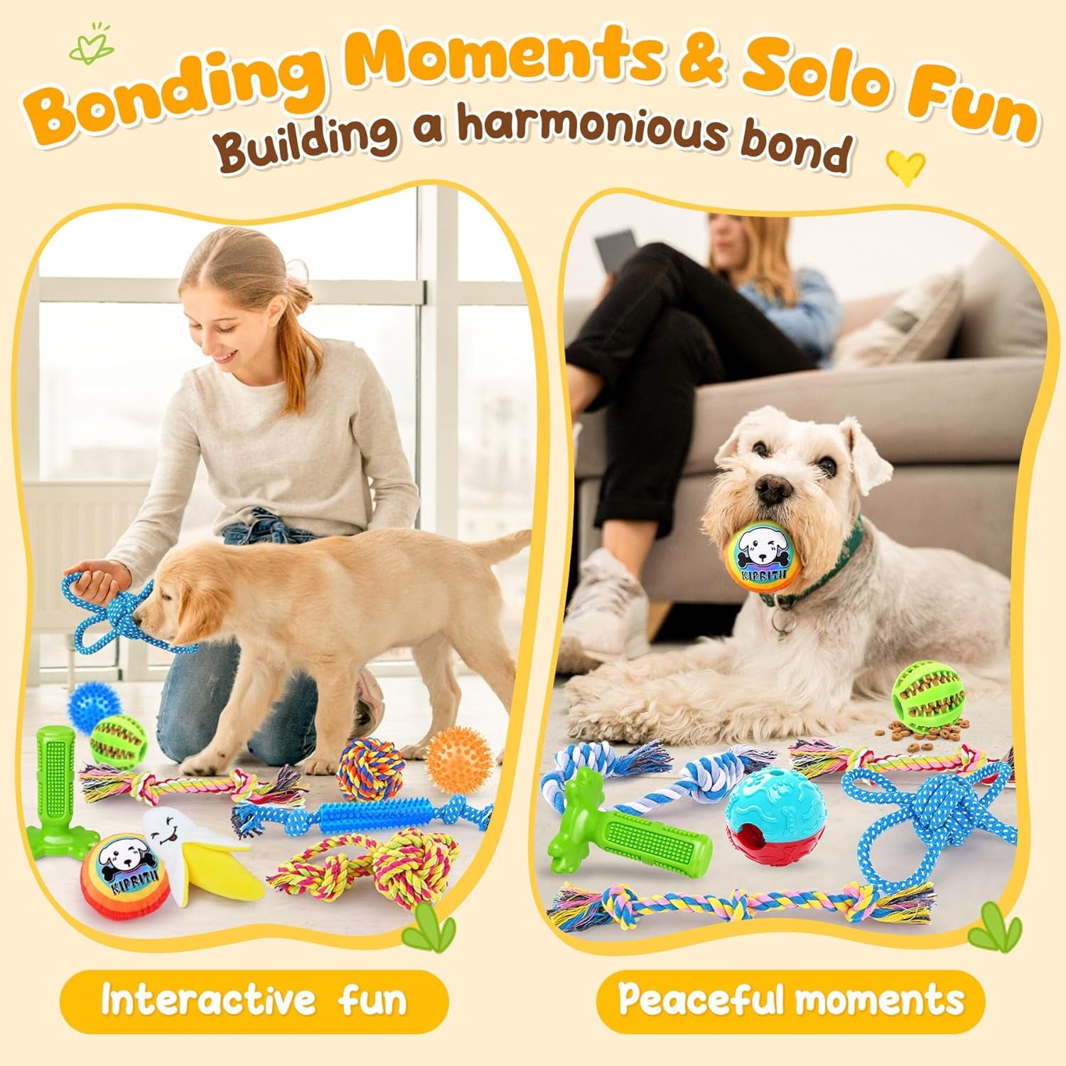 25 Pack Dog Toys Set – Ideal for Teething, Entertainment & Interactive Play, Includes Puppy Toys, Rope Toys, Treat Balls and Squeaky Dog Toys