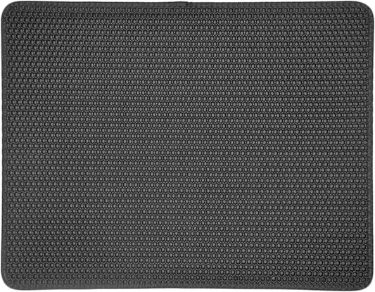 Cat Litter Mat Kitty Litter Trapping Mat Honeycomb Mats Waterproof Double Layer anti Tracking Kitty Mats Catcher Litter Tray Box Rug Carpet (19.7'' X 15.7'', Black)