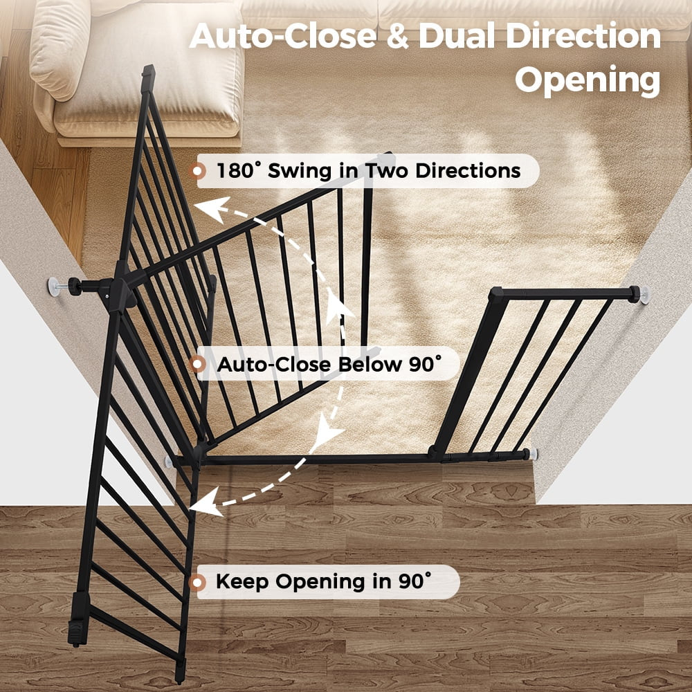 Baby Safety Gate, Baby Gates for Top Stairs Doorway, 29.5''- 40.5''Wide Pressure Mount, Black