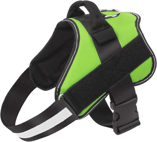 Dog Harness, No-Pull Reflective Dog Vest, Breathable Adjustable Pet Harness with Handle for Outdoor Walking - No More Pulling, Tugging or Choking (Green, S)
