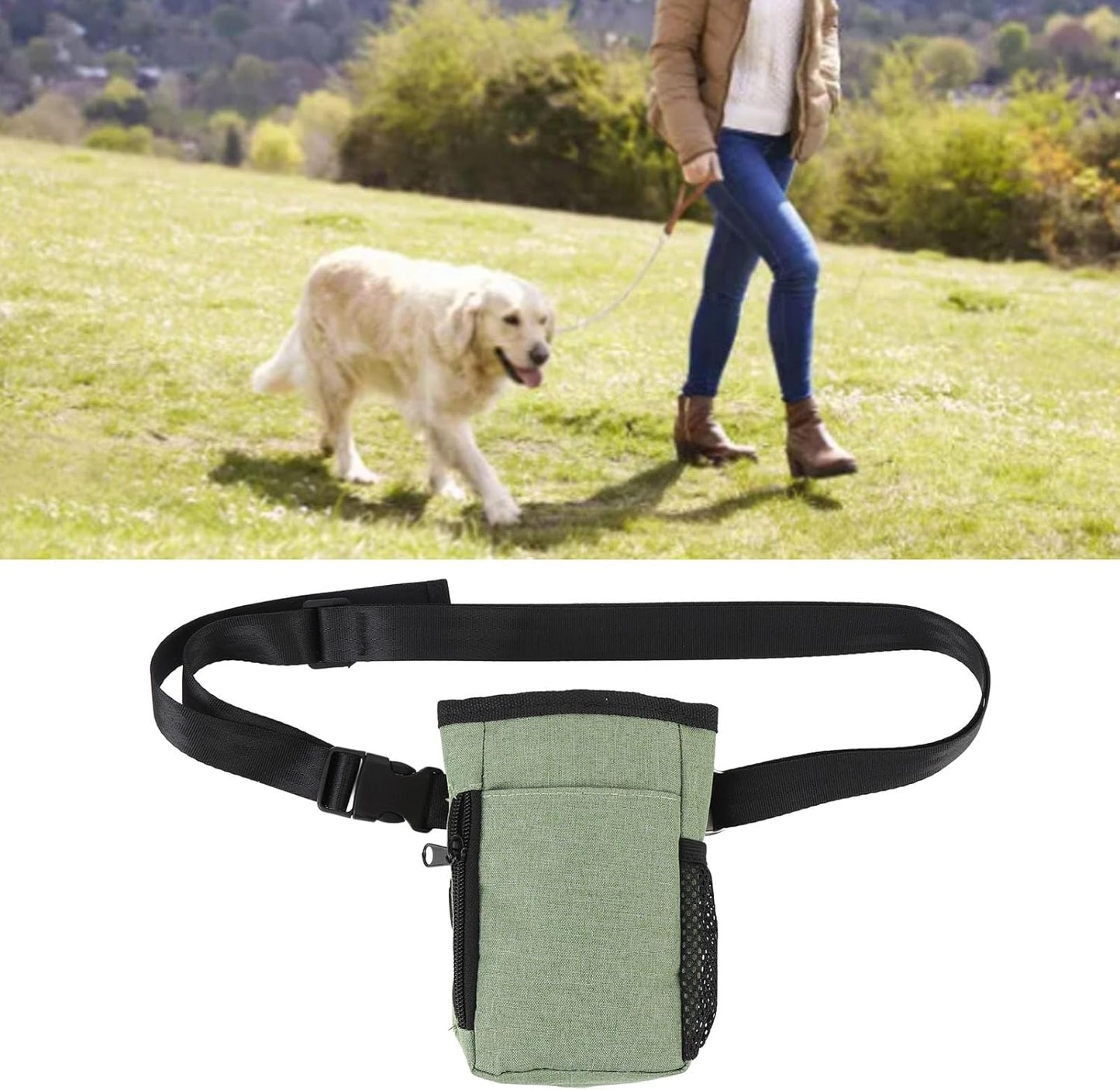 Dog Treat Pouch, Waist Belt Clip Dog Portable Dog Treat Bag, Oxford Cloth Dog Training Treat Pouch for Dog Walks, Dog Training and Behavior Aids, Doggy Treat Snack Bag for Outdoor