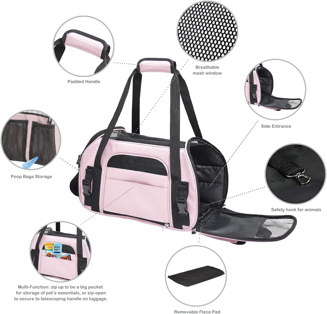 Soft-Sided Kennel Pet Carrier for Small Dogs, Cats, Puppy, Airline Approved Cat Carriers Dog Carrier Collapsible, Travel Handbag & Car Seat