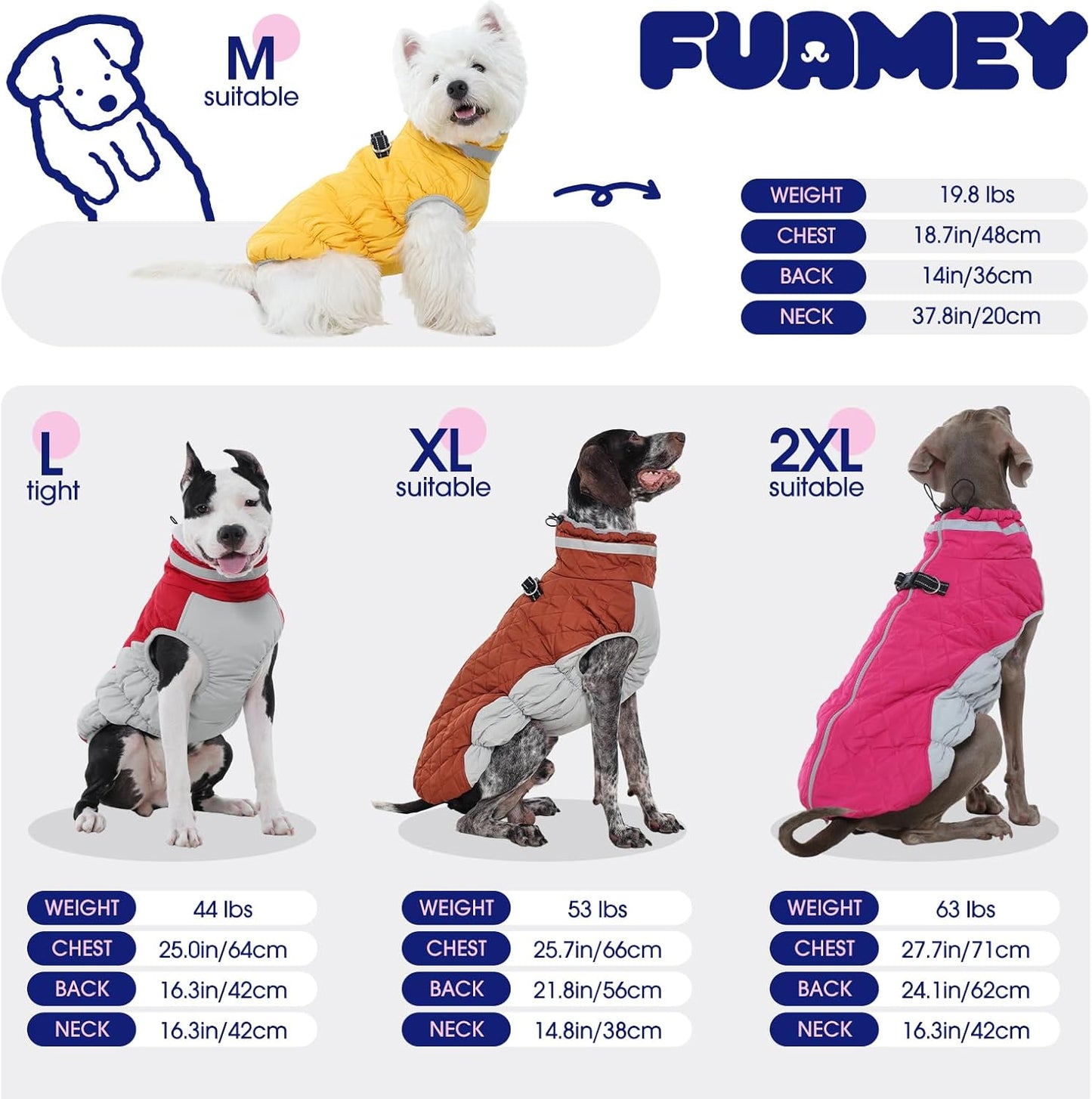 Dog Coat for Large Dogs,Waterproof Dog Winter Jacket with Harness Built in Puppy Cold Weather Coats Reflective Pet Vest with Zipper Warm Fleece Dogs Snowsuit Windproof Red XXXL