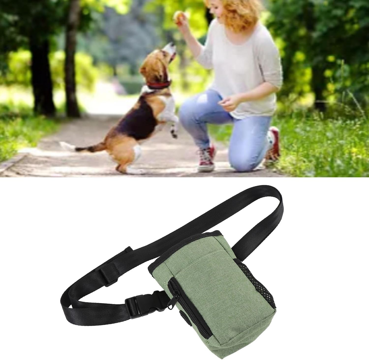 Dog Treat Pouch, Waist Belt Clip Dog Portable Dog Treat Bag, Oxford Cloth Dog Training Treat Pouch for Dog Walks, Dog Training and Behavior Aids, Doggy Treat Snack Bag for Outdoor