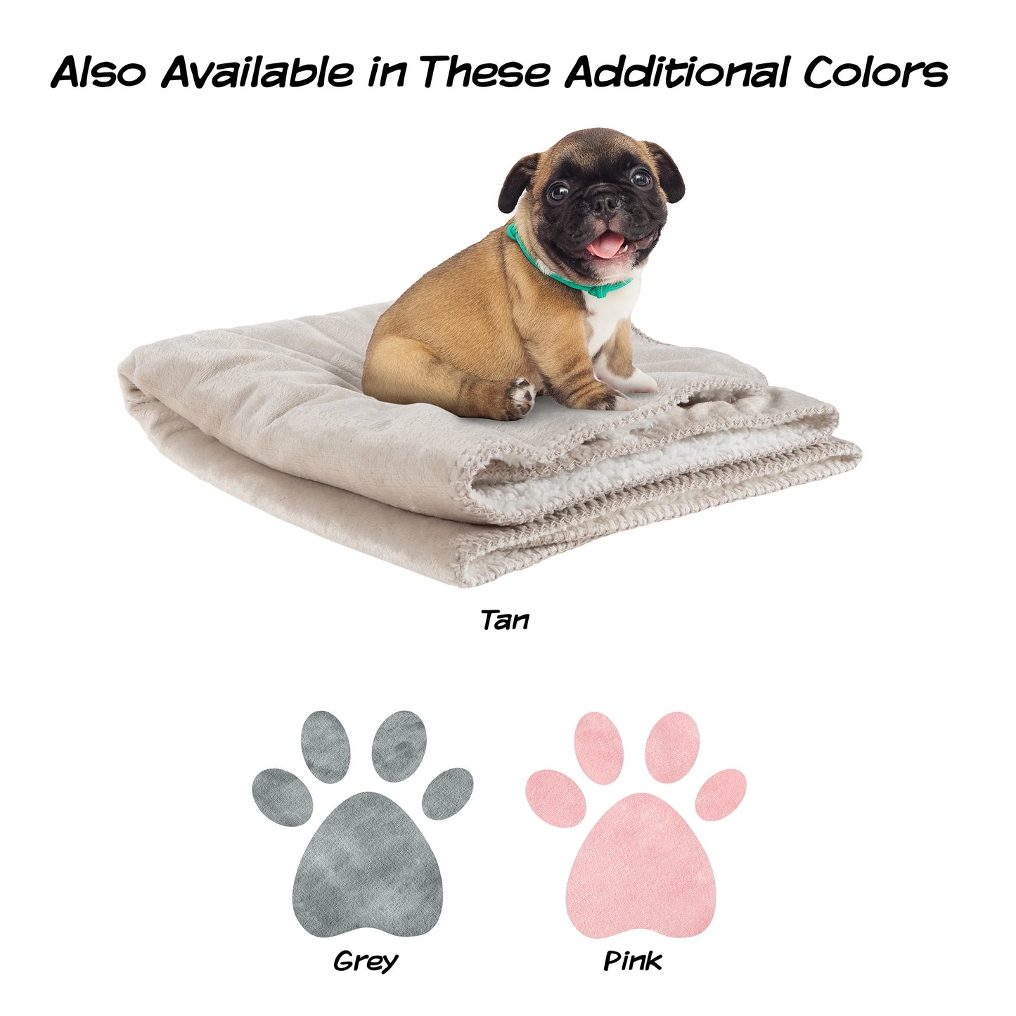 30X40-Inch Reversible Sherpa Fleece Waterproof Dog Blanket (Tan)