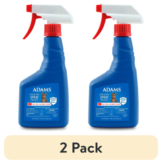 (2 Pack)  Flea & Tick Spray for Cats, Kills Fleas and Ticks, Breaks the Flea Life Cycle for up to 2 Months, 16 Fl Oz