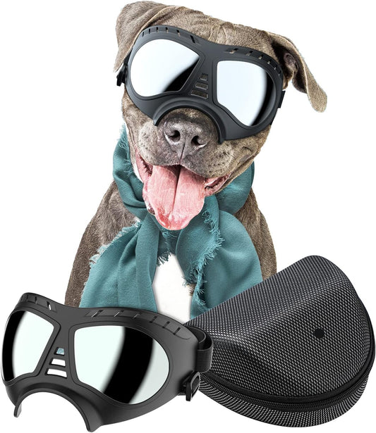 Dog Goggles Big Area Dog Sunglasses, Large Breed Windproof Snowproof Eye Protection Pet Glasses for Outdoor Driving Cycling (Large)