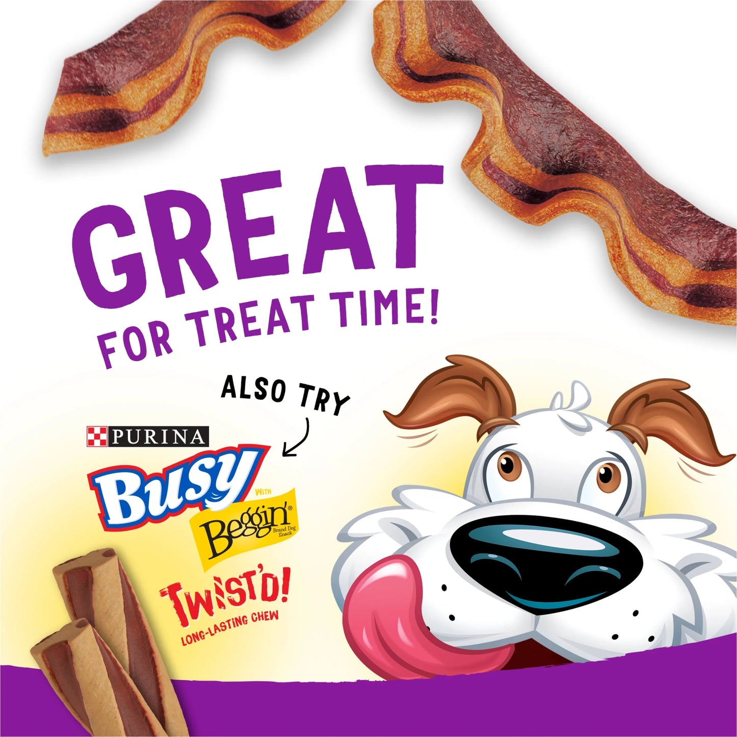 Purina  Strips Dog Treats with Real Bacon & Peanut Butter Flavors Tender Chews, 25 Oz Pouch