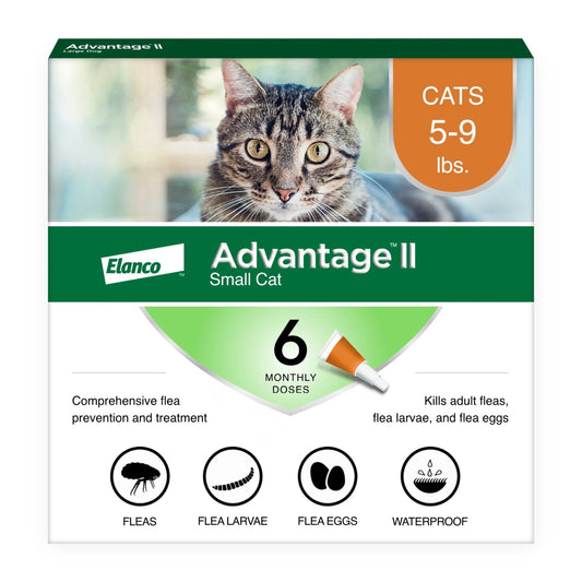 (2 Pack)  Vet-Recommended Flea Prevention for Small Cats 5-9 Lbs, 6-Monthly Treatments