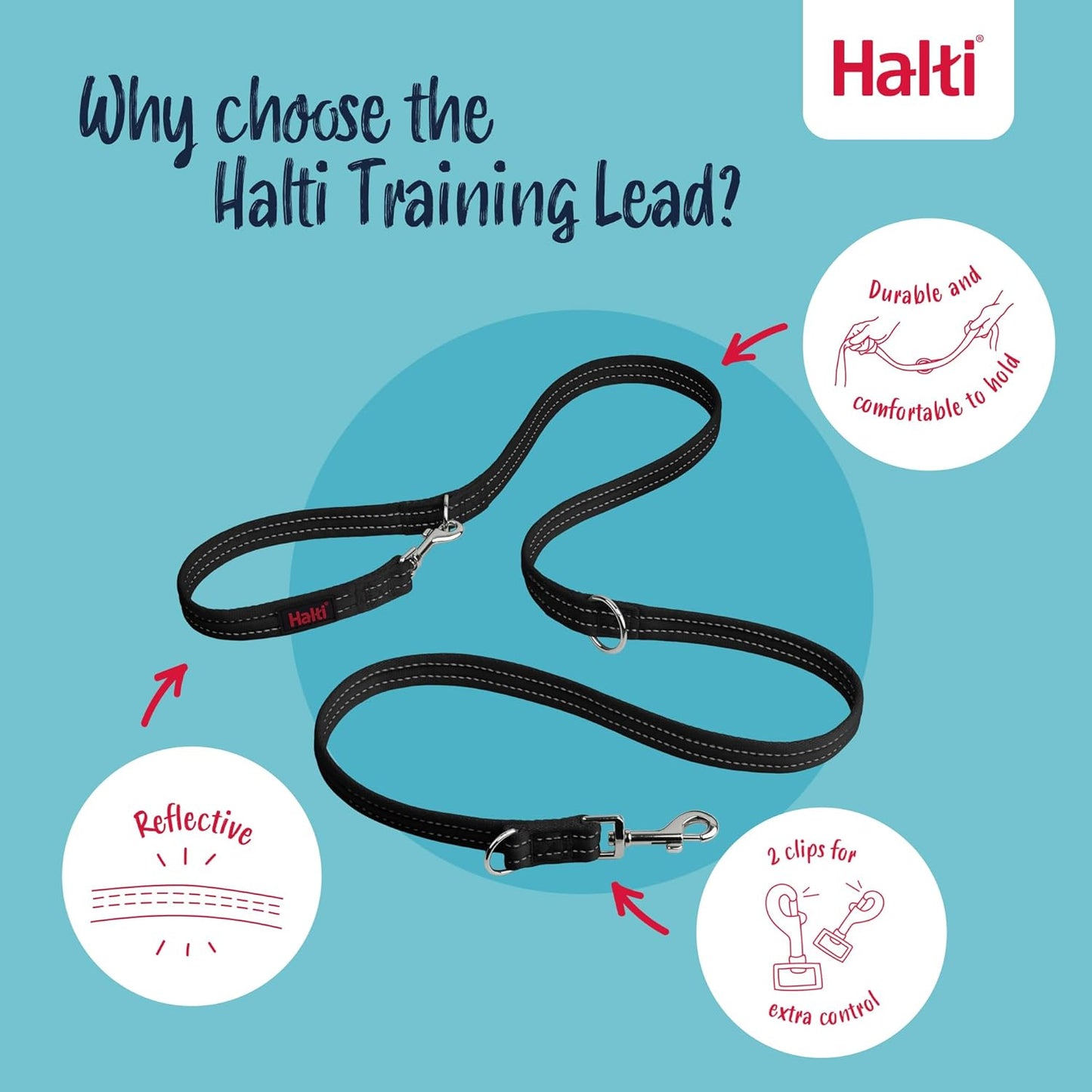 Front Control Harness Size Large &  Training Leash Size Large, Black Combination Pack - Stop Your Dog Pulling on the Leash. Adjustable, Lightweight and Easy to Use. Suitable for Large Dogs