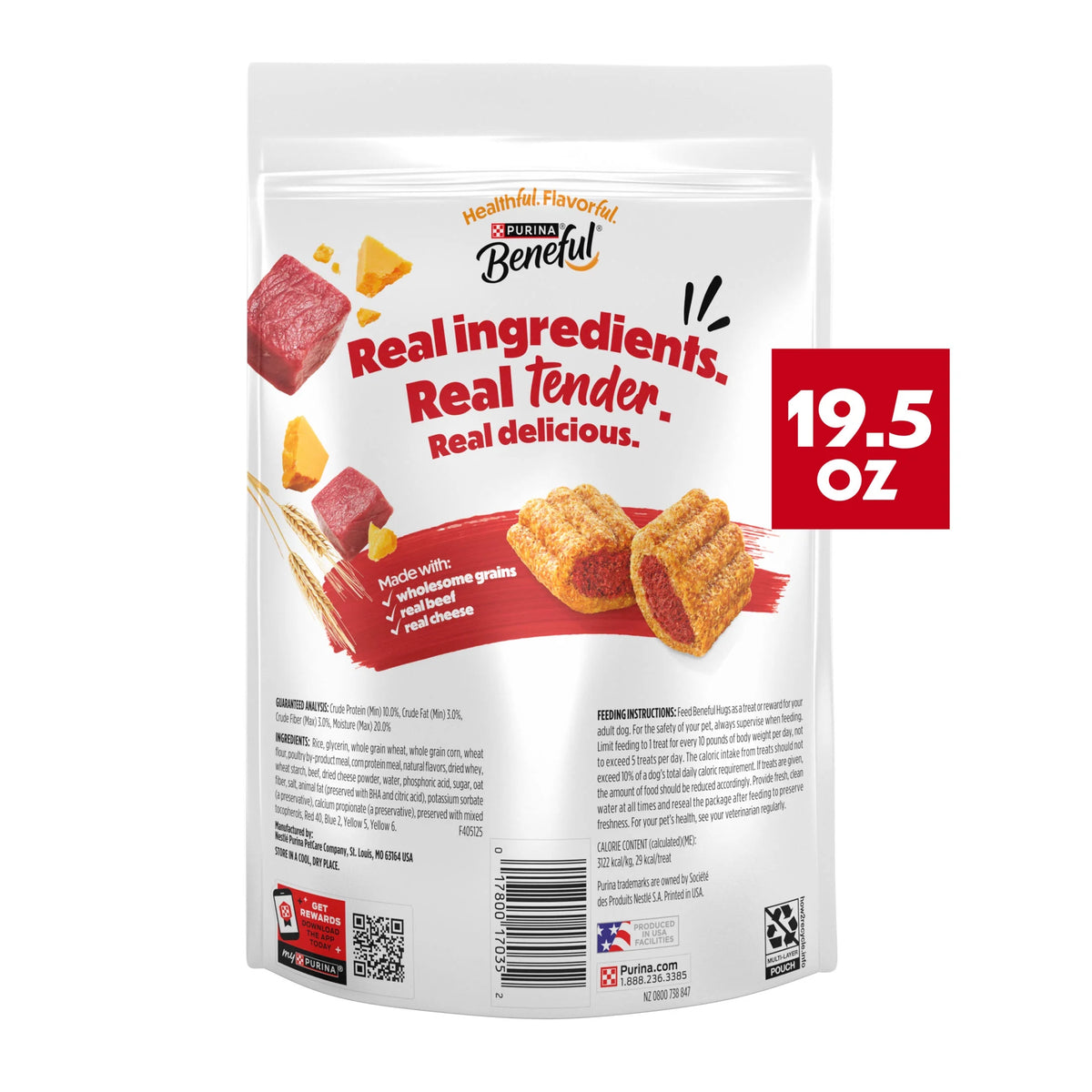 Purina  Baked Delights Hugs with Real Beef and Cheese Oven Baked Dog Treats, 19.5 Oz Pouch
