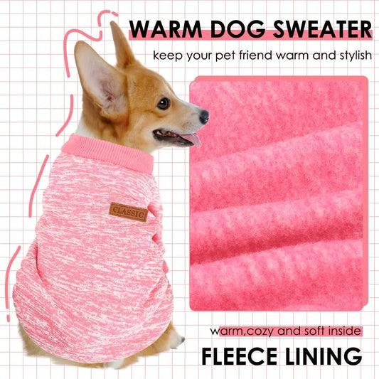 3 Pack Dog Sweaters for Small Dogs Girl Boy Dog Winter Fleece Clothes Warm Soft Dog Sweatshirt Outfit for Dog Cat Pet Apparel