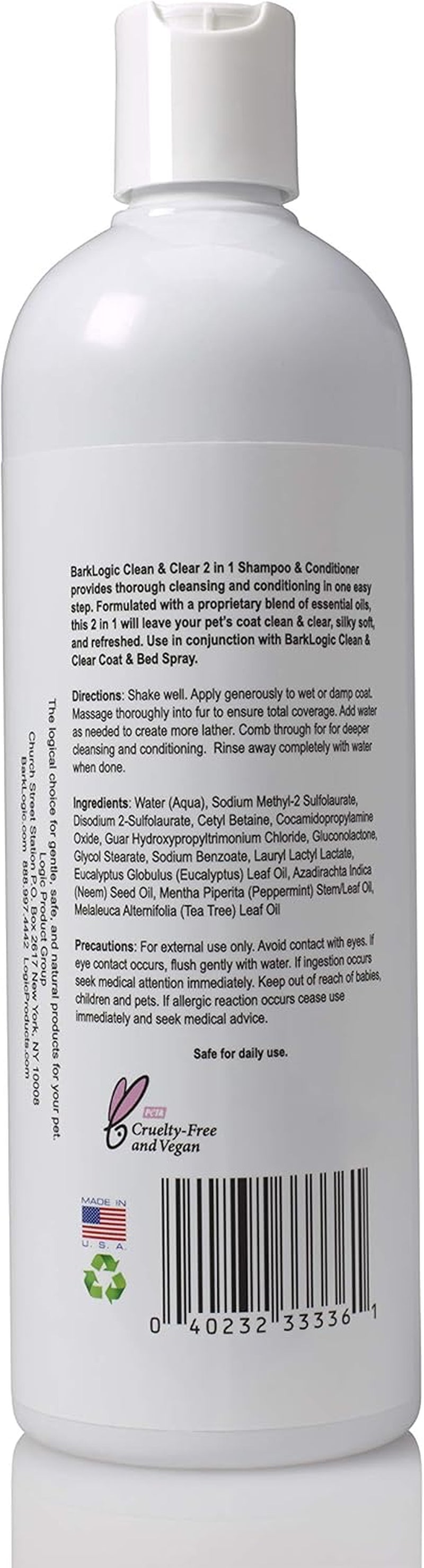 Clean & Clear 2 in 1 Shampoo & Conditioner, Mint, 16 Fl Oz - Grooming Essentials for a Quality Coat - No Parabens, No Phthalates, No Sulfates, No DEA & PEG, Safe & Vegan
