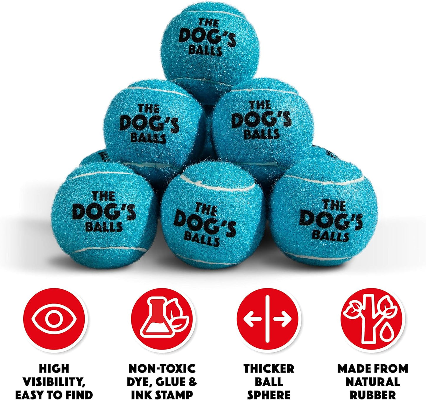 , Dog Tennis Ball, Blue 12-Pack, Strong Toy for Agility Training, Puppy Training, Play, Exercise & Fetch, 2.5 Inch Diameter