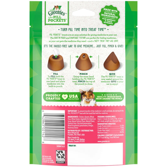 FELINE  PILL POCKETS Natural Cat Treats, Salmon Flavor, 1.6 Oz. Pack (45 Treats)