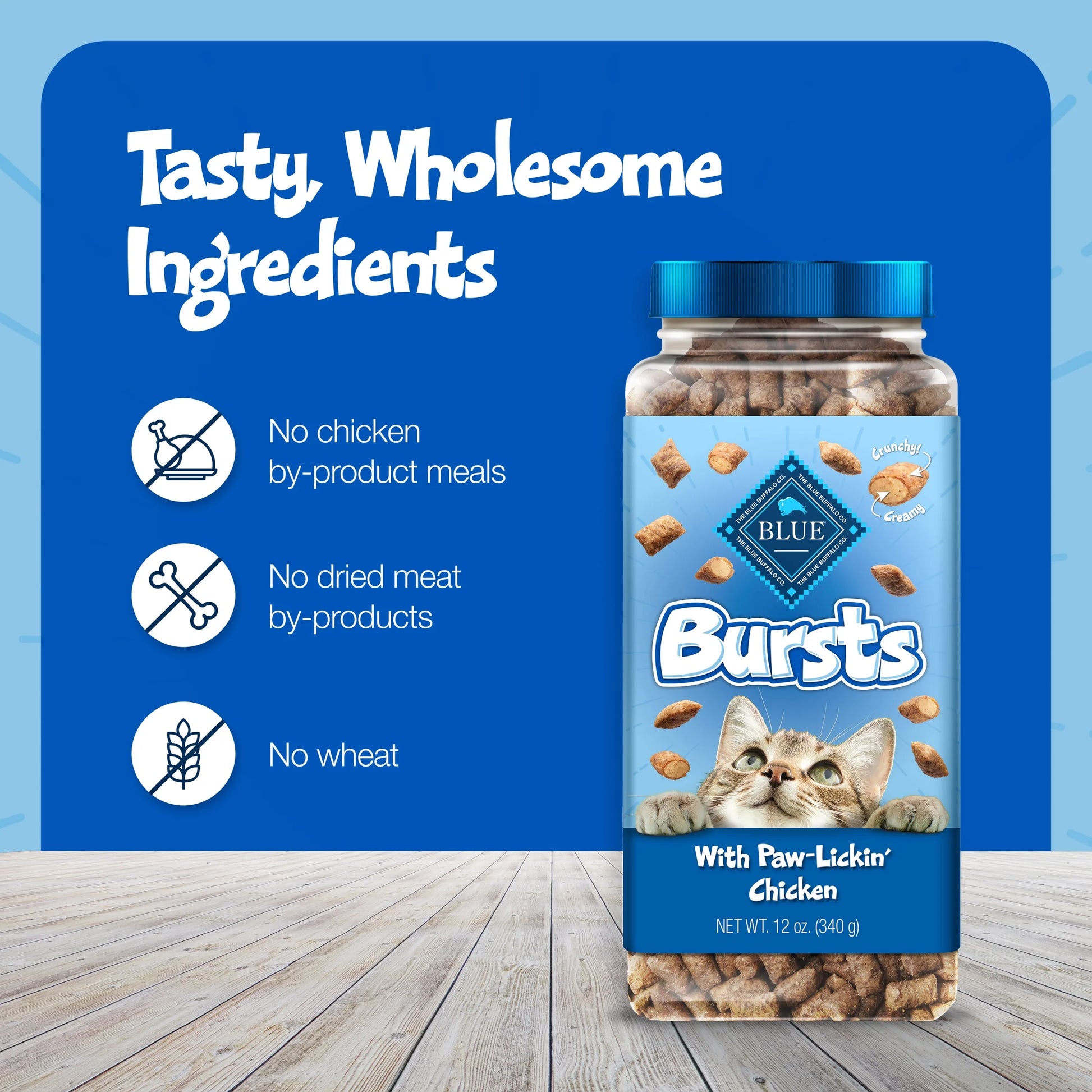 Bursts Crunchy & Creamy Cat Treats, Great for Training Chicken, 2-Oz Bag